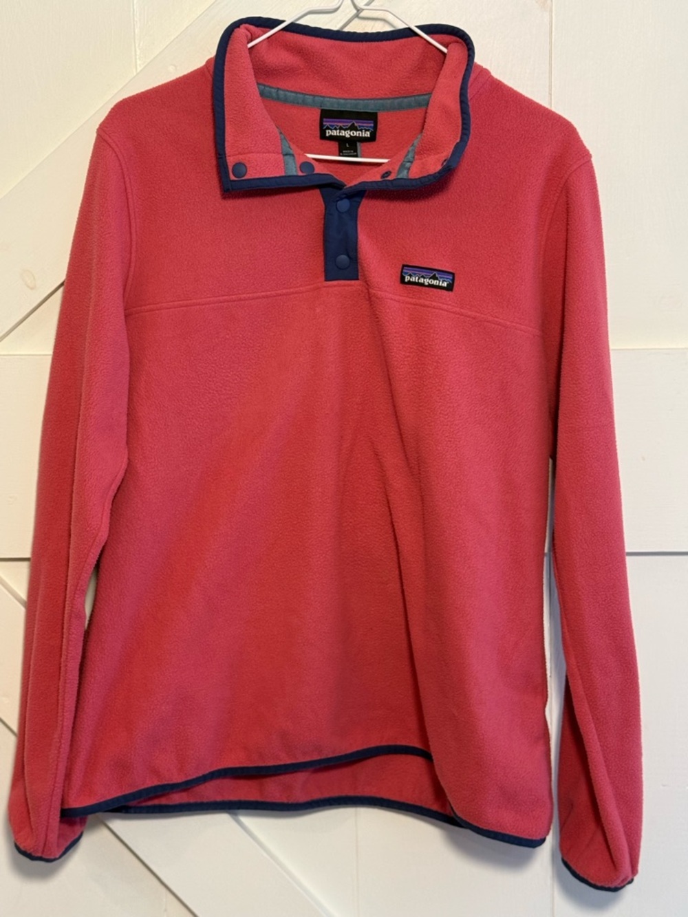 Patagonia Synchilla Snap-T Fleece Pullover Pink Coral Navy Size Large